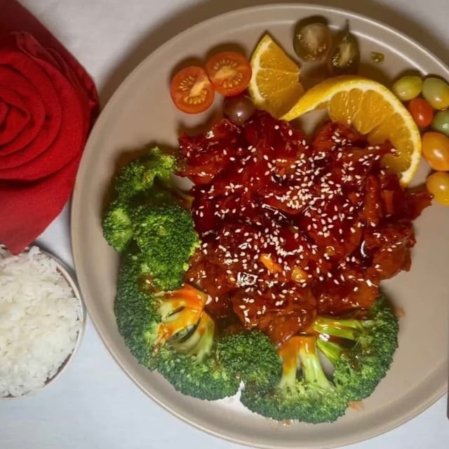 Veggie Sesame Chicken.